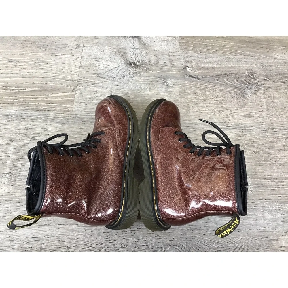 Dr. Martens Youth Boots Girls Size 4 Mauve Glitter Rays 1460 J Combat Boots Zip